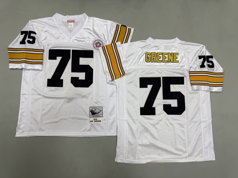 Men 2025 Pittsburgh Steelers #75 Greene white Throwback Limited NFL Jersey style 002